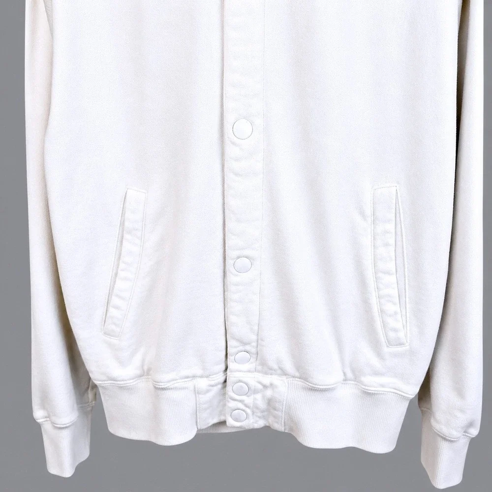 Champion Reverse Weave Snap Cardigan Sweatshirt‎ Mens M White Boxy Heritage Fit